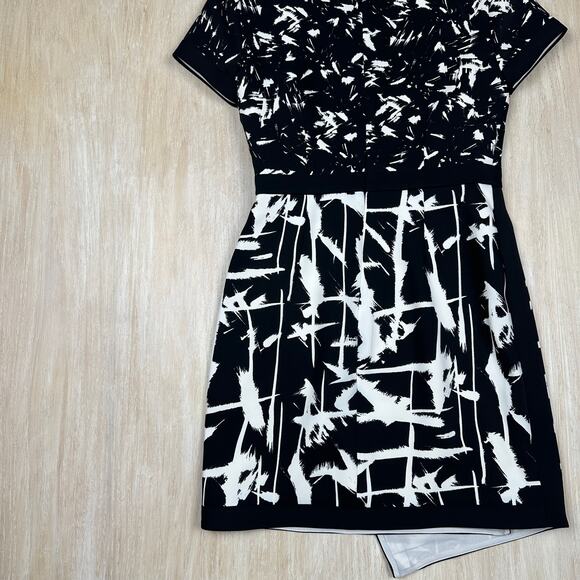 BCBGMaxazria Raquel Asymmetrical Hem Short Sleeve Party Mini Cocktail Dress 4 - Picture 13 of 14